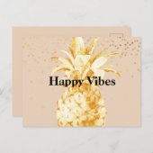 Peach Cream Yellow Gold Ananas Postkarte (Vorne/Hinten)