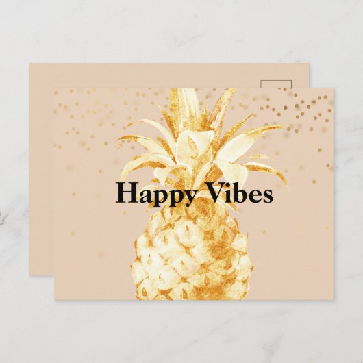 Peach Cream Yellow Gold Ananas Postkarte (Vorne/Hinten)
