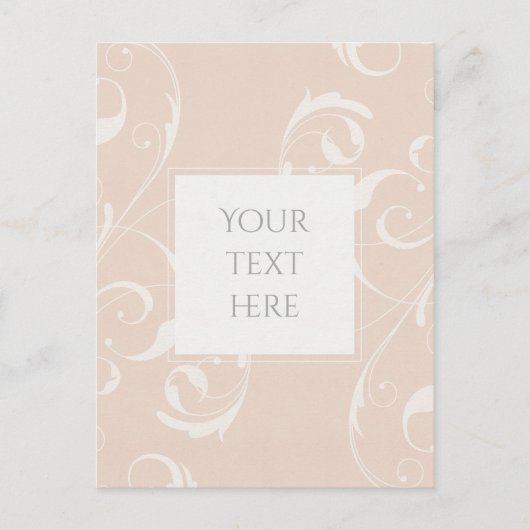 Peach & Creamy White Floral Swirl Elegante Hochzei Postkarte (Vorderseite)