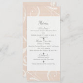 Peach & Creamy White Floral Swirl Wedding Menü Menükarte (Vorne/Hinten)