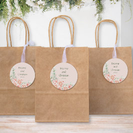 Peach Creme and Sage Green Floral Garden Runder Aufkleber