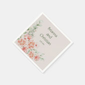 Peach Creme and Sage Green Romantic Floral Garden Serviette (Ecke)