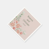 Peach Creme and Sage Green Romantic Floral Garden Serviette (Ecke)