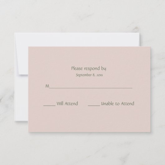 Peach Creme and Sage Green Romantic Floral RSVP Karte (Rückseite)