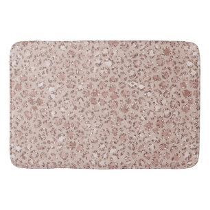 Peach Creme Blush Leopard Print Glitzer Badematte
