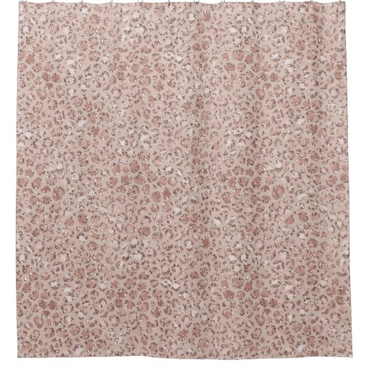 Peach Creme Blush Leopard Print Glitzer Duschvorhang (Vorderseite)