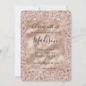 Peach Creme Blush Leopard Print Glitzer Einladung (Vorderseite)