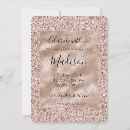 Peach Creme Blush Leopard Print Glitzer Einladung