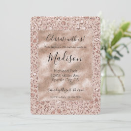Peach Creme Blush Leopard Print Glitzer Einladung