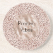 Peach Creme Blush Leopard Print Glitzer Getränkeuntersetzer (Vorne)