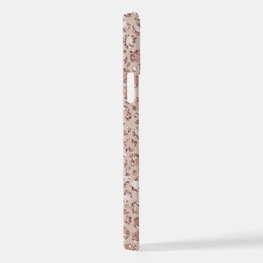 Peach Creme Blush Leopard Print Glitzer iPhone Hülle (Rechte Seite)