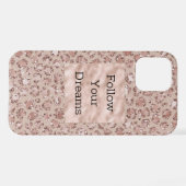 Peach Creme Blush Leopard Print Glitzer iPhone Hülle (Rückseite (Horizontal))
