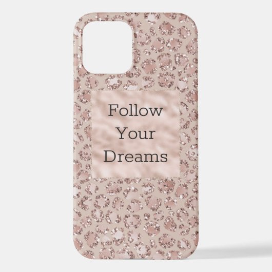 Peach Creme Blush Leopard Print Glitzer iPhone Hülle (Rückseite)