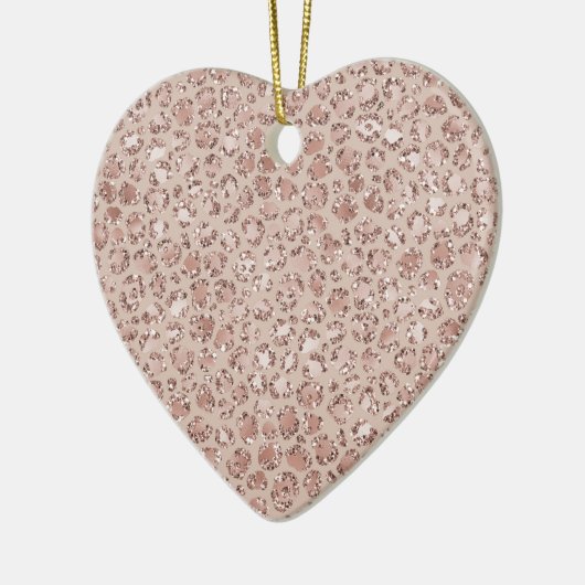 Peach Creme Blush Leopard Print Glitzer Keramik Ornament (Links)