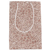 Peach Creme Blush Leopard Print Glitzer Mittlere Geschenktüte (Vorderseite)
