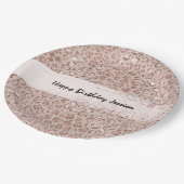 Peach Creme Blush Leopard Print Glitzer Pappteller (Schrägansicht)