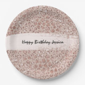 Peach Creme Blush Leopard Print Glitzer Pappteller (Vorderseite)