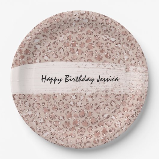 Peach Creme Blush Leopard Print Glitzer Pappteller (Vorderseite)