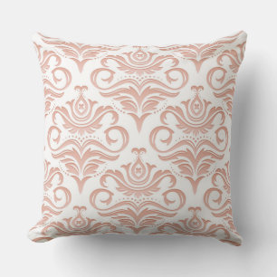 Peach Creme Damask Reversible Pillow Kissen