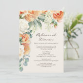 Peach Creme Floral Eukalyptus Probe Abendessen Einladung (Stehend Vorderseite)