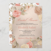 Peach Creme Imitats Gold Forelle Brautparty Einladung (Vorne/Hinten)