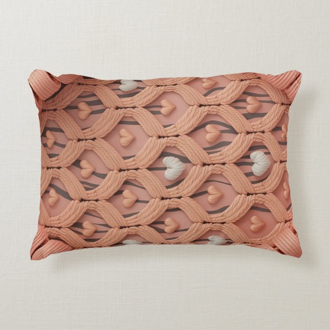 Peach Crochet Tiger Pattern Pillow Cover  Dekokissen (Vorderseite)