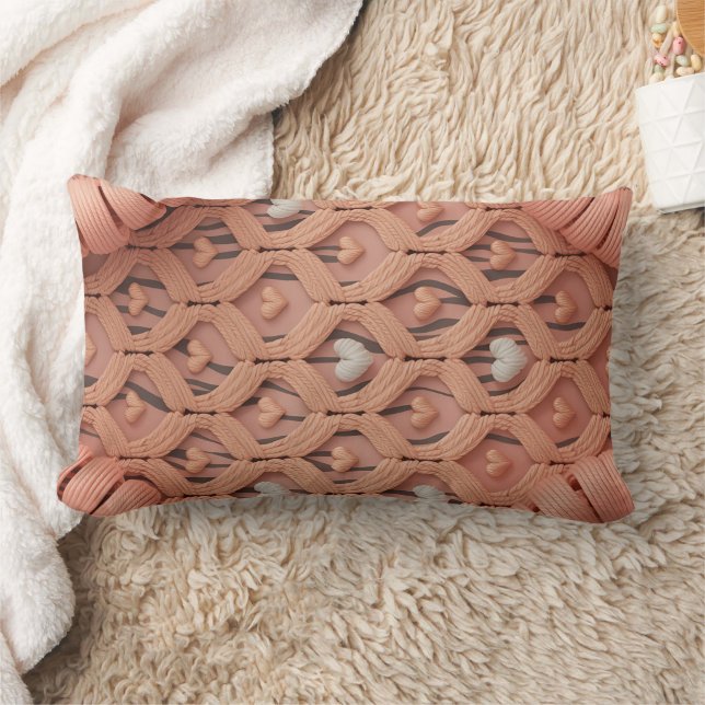 Peach Crochet Tiger Pattern Pillow Cover  Lendenkissen (Decke)