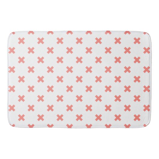 Peach cross stitches auf weiß badematte (Vorderseite)