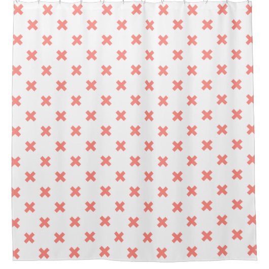Peach cross stitches auf weiß duschvorhang (Vorderseite)