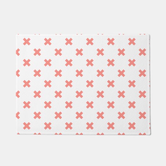 Peach cross stitches auf weiß fußmatte (Vorderseite)