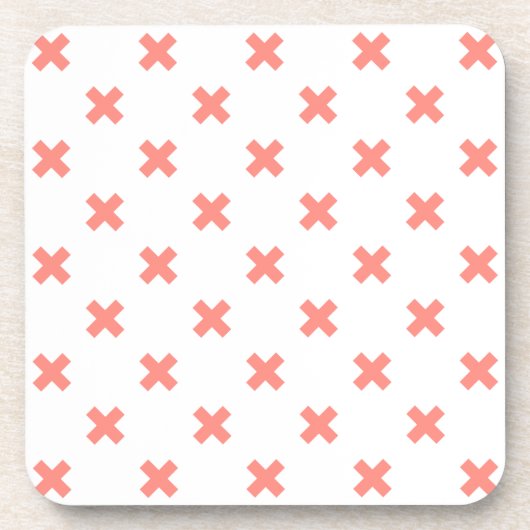Peach cross stitches auf weiß getränkeuntersetzer (Vorderseite)