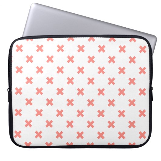 Peach cross stitches auf weiß laptopschutzhülle (Vorderseite)