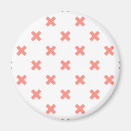 Peach cross stitches auf weiß magnet