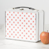 Peach cross stitches auf weiß metall brotdose (Beispiel)