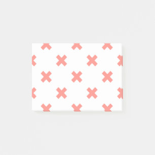 Peach cross stitches auf weiß post-it klebezettel