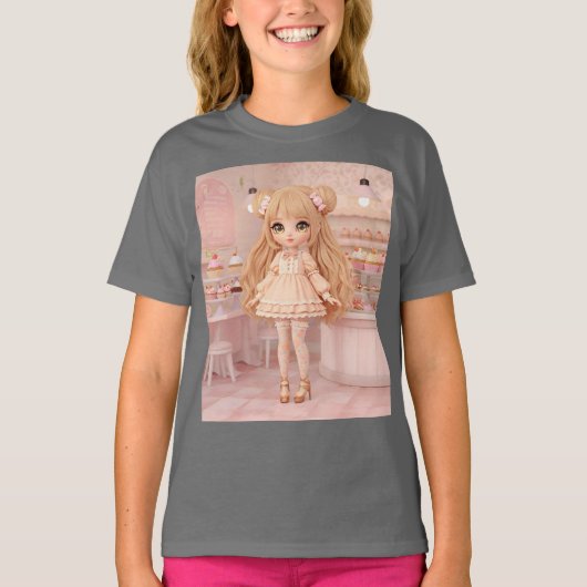Peach Cupcake Kawaii Doll T-Shirt (Vorderseite)