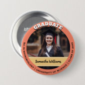 Peach Custom Class of Graduate Foto Abschluss Button (Vorne & Hinten)