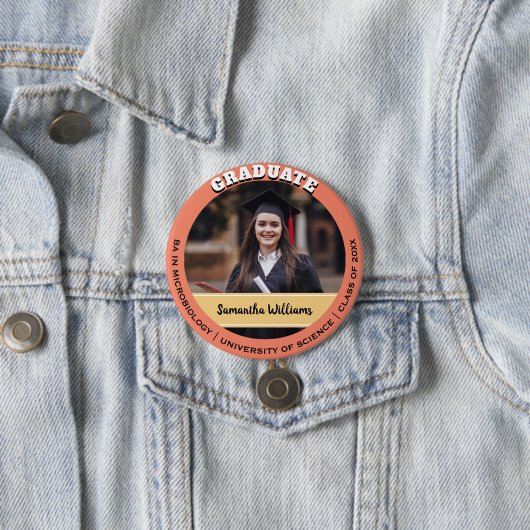 Peach Custom Class of Graduate Foto Abschluss Button (Beispiel)
