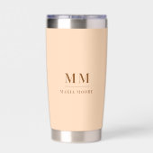 Peach custom monogram initials name thermobecher (Rückseite)