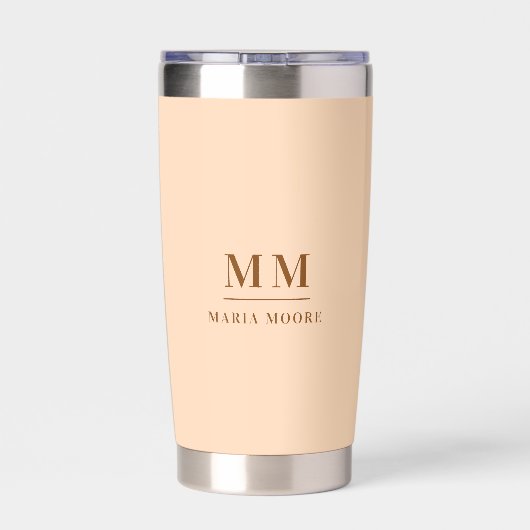 Peach custom monogram initials name thermobecher (Rückseite)