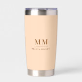 Peach custom monogram initials name thermobecher (Vorderseite)