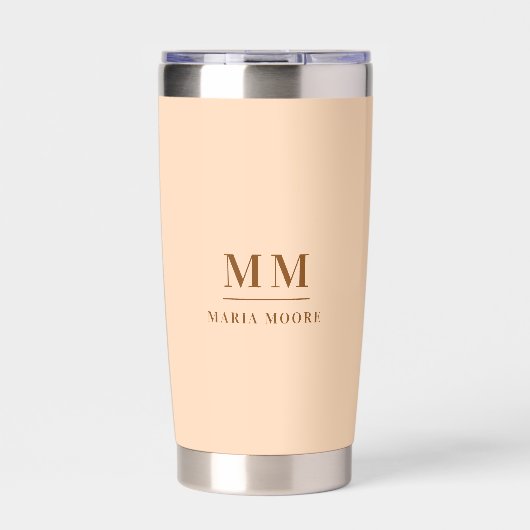 Peach custom monogram initials name thermobecher (Vorderseite)
