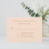 Peach Custom Wedding RSVP Card (Stehend Vorderseite)