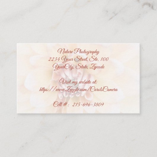 Peach Dahlia Business Card Visitenkarte (Vorderseite)