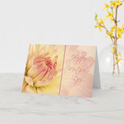 Peach Dahlia Muttertagskarte Karte (Gelbe Blume)