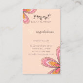 Peach Daisy Event Planner Groovy 70er Hippie Blume Visitenkarte (Rückseite)