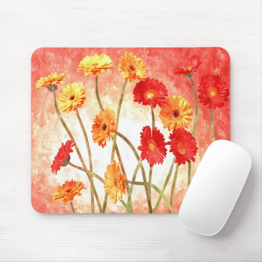 Peach Daisy Garden Mousepad (Mit Mouse)