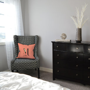 Peach daisy Vintag Letter Throw Kissen