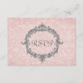 Peach Damask Vintage UAWG Wedelreaktion RSVP Karte