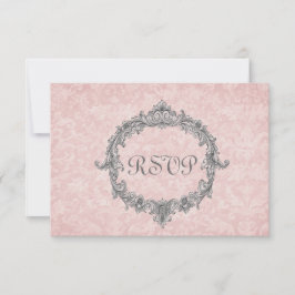 Peach Damask Vintage UAWG Wedelreaktion RSVP Karte